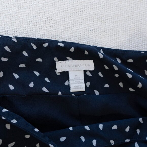 Charter Club Size 14 Blue White Pleated Midi Skirt Lined Side Zip - Picture 2 of 9